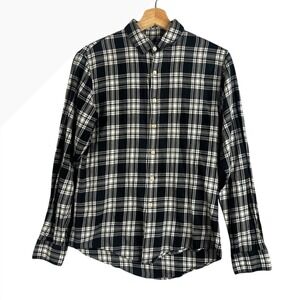 Sandro Paris Plaid Classic Fit Button Down Shirt Womens XS Black White check